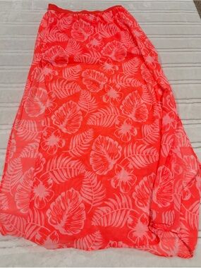 Women's Coral Tropical Sarong Cover-Up